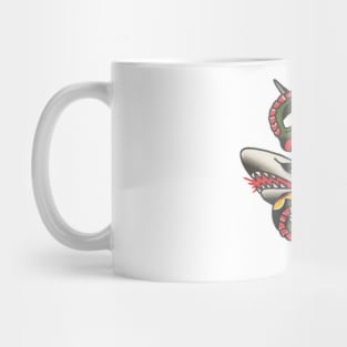 Shark Snake Battle Tattoo Design Mug